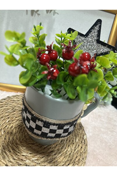 Marrone Gift Mug Vase Floral Kokinali Checkerboard Butterfly Ribbon