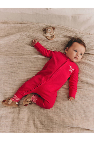 Next Baby 100% Organic Cotton Red Christmas Jumpsuit Alyay6875