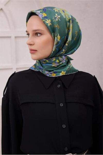 Belli Eșarfă din mătase pură Tivil IST 4210 - 56 model floral verde