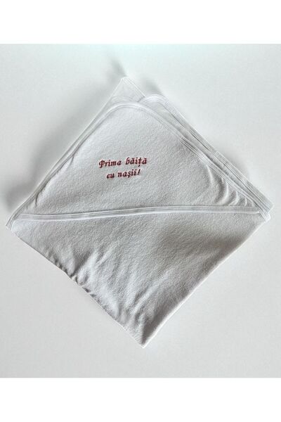 Botez Prosop cu capison alb –rosu “Prima baita cu nasii”, 75×75 cm, PB0015