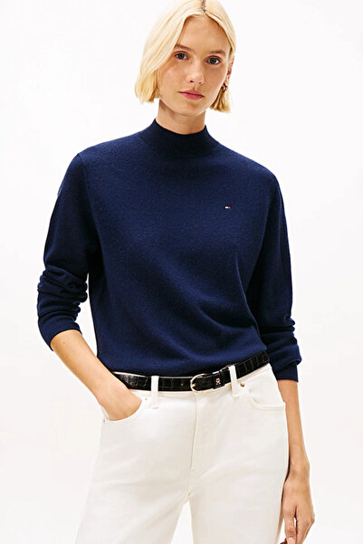 Tommy Hilfiger Kadın Kaşmir Karışımlı Yarım Balıkçı Yaka Triko Kazak - Lacivert