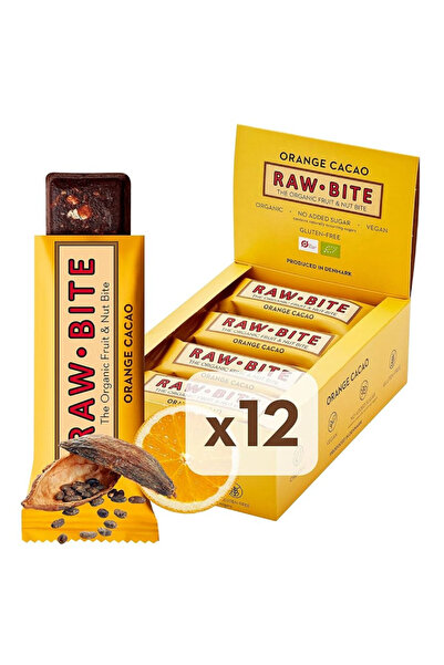 rawbite كاكاو برتقالي في علبة تحتوي على 12 قطعة × 50 جرامًا