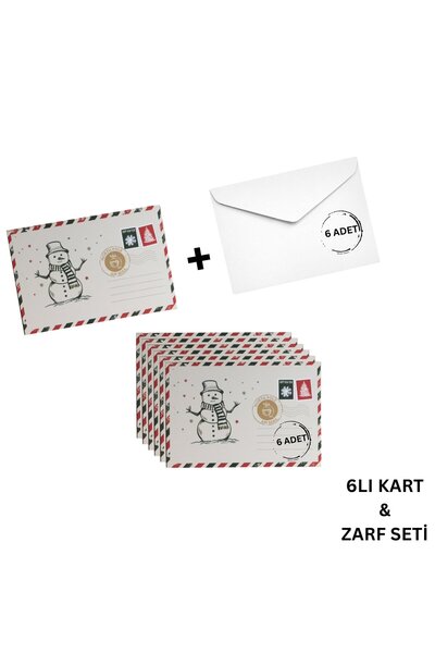 roco paper Yılbaşı Kardan Adam Kartpostal ve Zarf Seti, Yeniyıl, Noel, Tebrik...