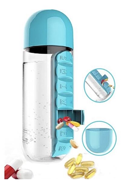 AbaTech 600 ml Water Bottle with 7-Day Medicine Storage Box and Compartment