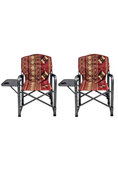 smart home Folding camping chair set consisting of two chairs - Chair with armrests & a side table, 50x55x85cm