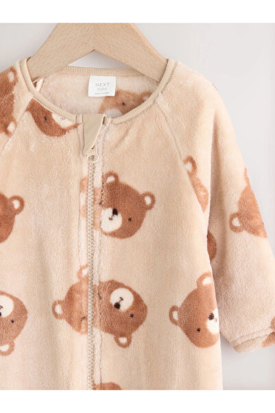 Next Baby 100% Organic Cotton Teddy Bear Patterned Brown Fleece Sleeping Bag Alyaw3063