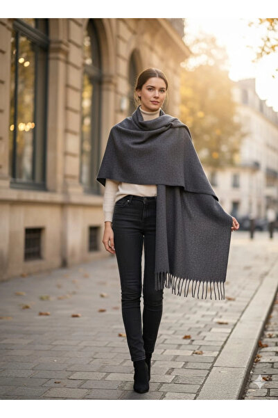Elit Scarf Acrylic Shawl-Gray