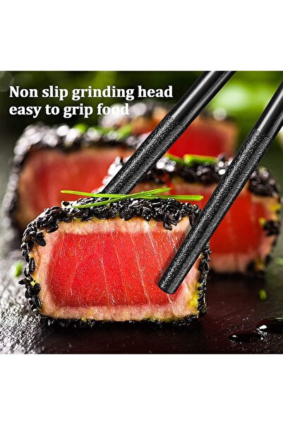 ONMART ON MART 5 Pair Alloy Chopsticks Reusable for Asian Food Sushi Noodles Rice