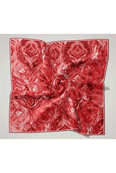 Silk Home Bordo, Pudra Pembe, Mercan Geometrik Desen Tivil İpek Eşarp IST 111...