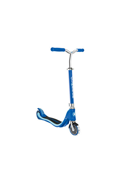 Globber Flow 125 Lights Kick Scooter – Adjustable LED Wheel Scooter for Kids & Teens – Navy Blue