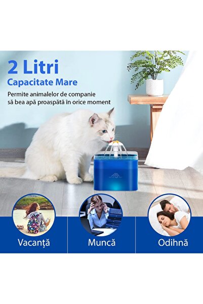 Fish & Paws Dispenser de apa automat ® tip fantana ultra-sientioasa pentru caini si pisici