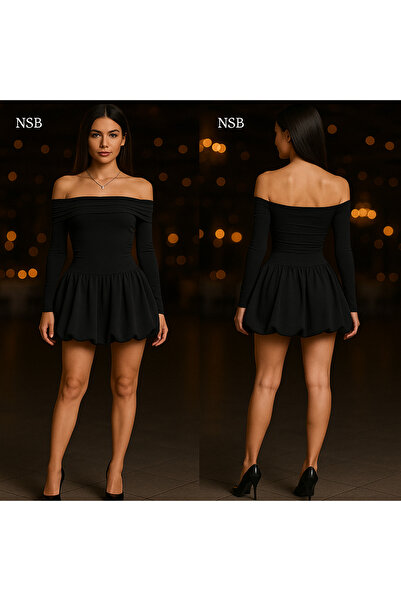 Nsb Tasarım Μίνι φόρεμα με φούστα με μπαλόνια, με ανοιχτό ώμο, Pinterest girl 🥳