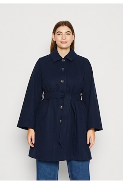 VILA Palton scurt cu guler clasic și curea în talie Vilidra, bleumarin, mărimea 40