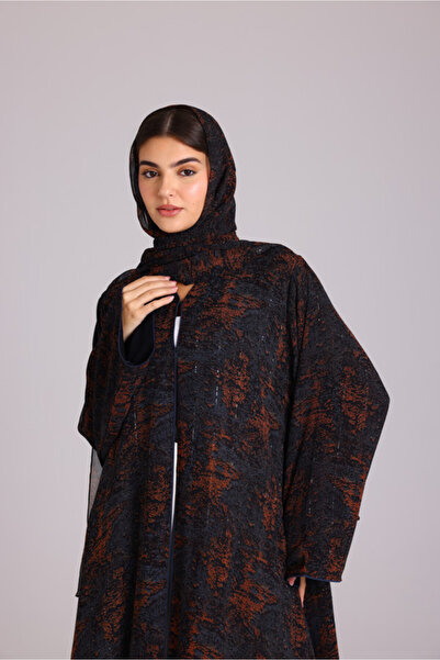 IKKXA Modern Blotch Prints Maxi Blue Abaya