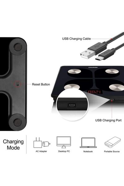 RENPHO Bluetooth Body Fat Smart Scale USB Rechargeable Digital Bathroom Weight Scale Body Fat Monito