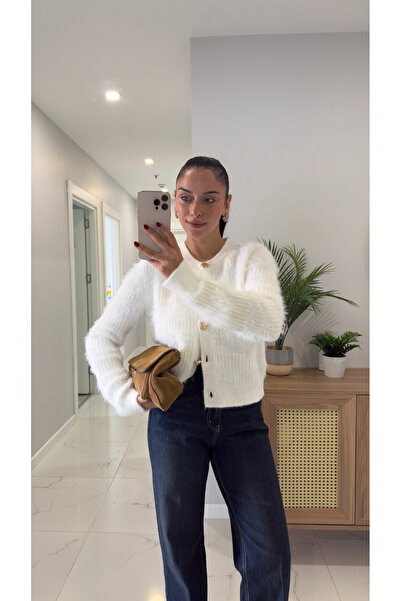 BİRCANÇİL Dlvin Sorwin Ecru Gold Buttoned Cardigan