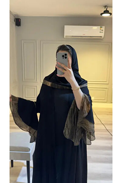 myshaden Black Cloak with Korean Royal Fabric and Soft Chiffon