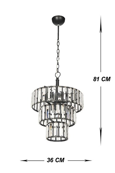 VENON Aydınlatma Bert 3+1 Li SİYAH Kt Avize Kristal Taşlı Krom Avize ORİJİNAL TAŞ LÜKS TASARIM