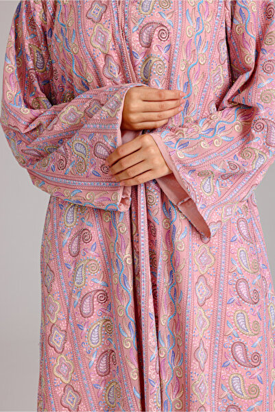 IKKXA Maxi Cut Design Spring Printed Pink Abaya