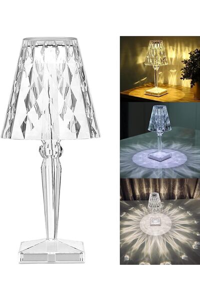 Generic USB Acrylic Diamond Table Lamp Remote Control And Manual Switch Clear
