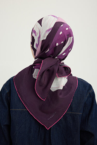 Schaless Κόμποι και ιστορίες - Ροζ - Φουλάρι βισκόζης με σχέδιο Vierra - 90x90 εκ.