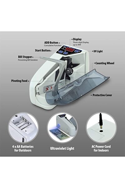 artek آلة عد الأوراق النقدية الصغيرة المحمولة بشاشة LED