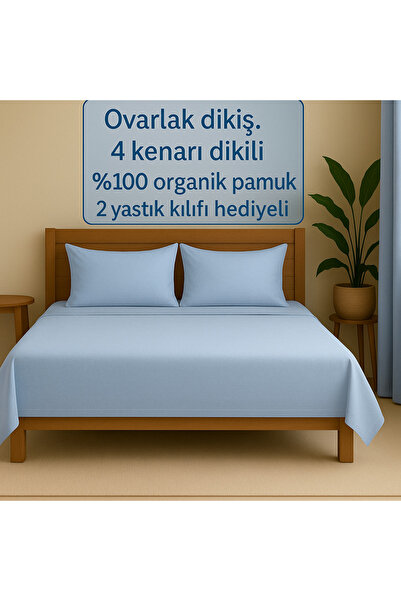 Loova Lastiksiz çarşaf çift kişilik 4 köşe ovarlak dikiş %100 pamuk 2 yastık ...