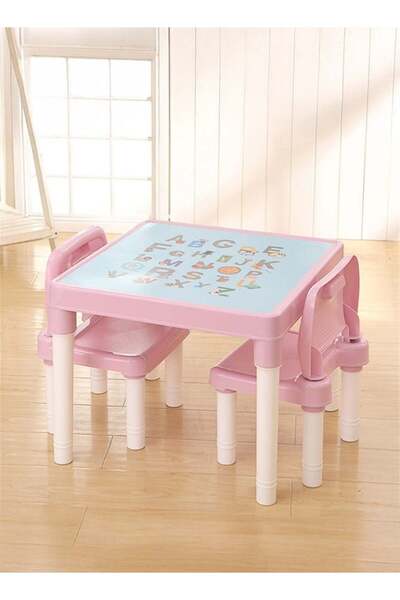 Generic Children's Educational Table and Chair Set with Letters, Kindergarten Table and Chairs, Outdoor Picn