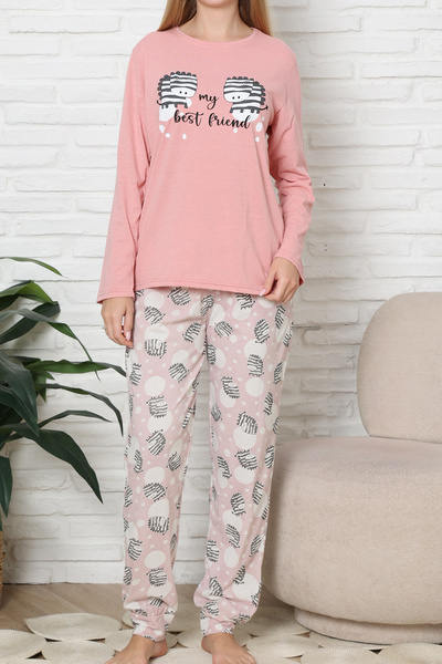 Lady Secret Women's Pajama Set Long Sleeve Cotton SALMON