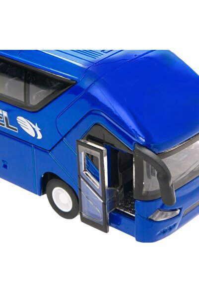 ANTBRO Miniature Vehicle Antbro® Tourist Bus with 1:50 Scale, Metallic, Sounds & Lights, Blue, 21x4x5.5 cm