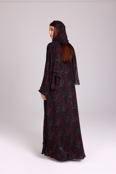 IKKXA Modern Blotch Prints Maxi Grey Abaya