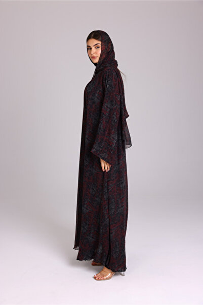 IKKXA Modern Blotch Prints Maxi Grey Abaya