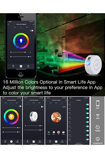 Fipka Nineaccy Star Projector, LED Galaxy Projector Light with APP Control, 16 Colors RGB Dimming Nebula N