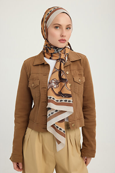 Schaless Stema Cavalerilor - Camel - Şal din viscoză cu model Vierra - 70x190 Cm