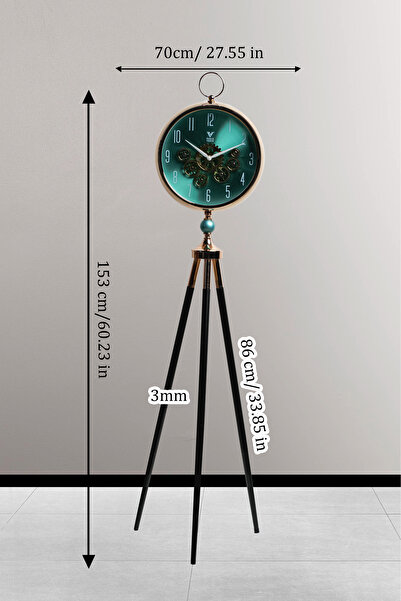 VOGUE VENUE Premium Vintage Tripod Foot Clock Adjustable Wooden Stand Antique Style Decorative Standing Clock