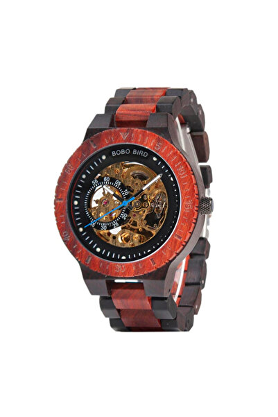 Bobo Bird Ceas bărbătesc mecanic automat cu mâner din lemn, analogic, cu ace ...