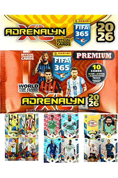 Next Plus حزمة بانيني فيفا 365 2026 أدرينالين إكس إل بريميوم بوستر المرخصة (حزمة واحدة تحتوي على 10 بطاقات)