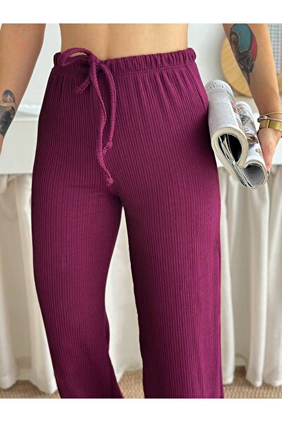 Noa Noa Accordion Ribbed Wide Leg Trousers