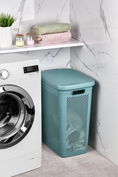 Poomy Çamaşır Sepeti Slim İnce Dar Alan Banyo Kirli Sepeti Kapaklı Plastik Kirli Çamaşır Kutusu