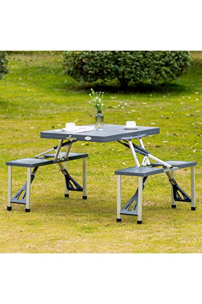 Selgot Camping Table Set with 4 Chairs, Aluminum Material, Foldable, Suitcase Type, Blue