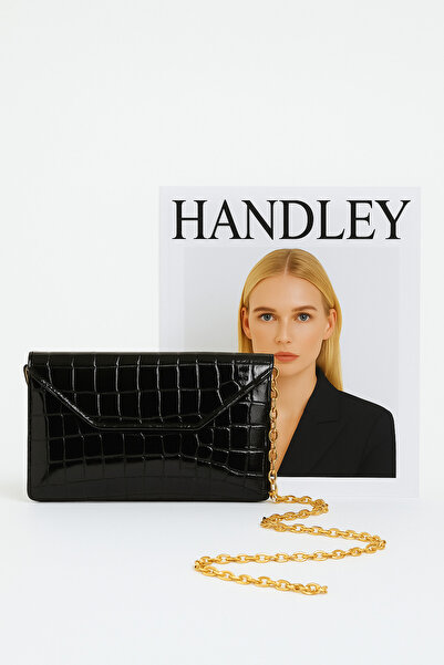 Handley حقيبة كتف فاخرة ذات تصميم جلد التمساح مع حزام سلسلة وحقيبتين