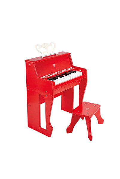 Hape Jucarie din lemn - Pian rosu cu scaun - invat sa cant cu lumini, copii varsta 3 ani+,6 ani+