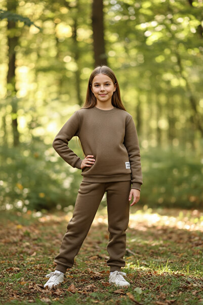 Merdia Girl's 3 Thread Inner Layered Bottom and Top Tracksuit Set