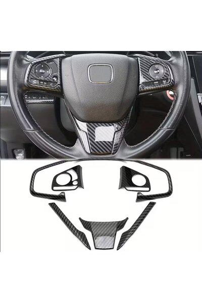 STİLİX GARAGE Honda Civic FC5 FK7 Karbon Fiber Direksiyon Düğmesi Kaplama 201...