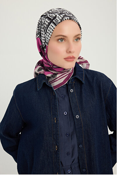 Schaless Εθνόσημο της Σουβαρίνης - Φούξια - Φουλάρι από βισκόζη με σχέδιο Vie...