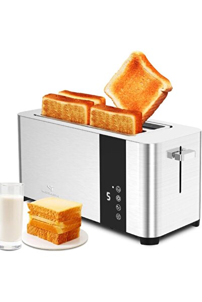 MEBASHI محمصة دايلي كوليكشن - محمصة خبز طويلة من الفولاذ المقاوم للصدأ بقوة 1400 واط مع شريحتين و3 وظائف