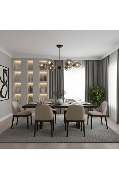 BAB ثريا LED حديثة - أسود وذهبي مع ست كرات دخانية