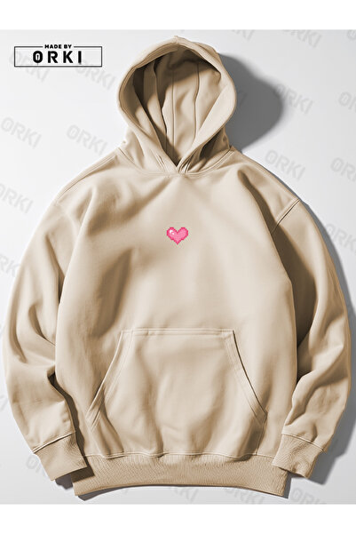 EFFRENATU Γυναικείο μπεζ φούτερ με κουκούλα, με χαριτωμένο σχέδιο καρδιάς και...