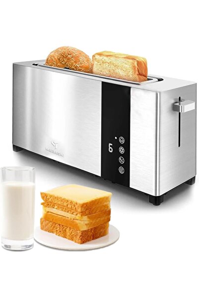 MEBASHI محمصة دايلي كوليكشن - محمصة خبز طويلة من الفولاذ المقاوم للصدأ بقوة 1050 واط مع 3 وظائف و