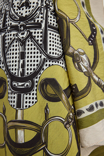 Schaless Εθνόσημο της Σουαρίνης - Μουστάρδα - Σάλι από βισκόζη με σχέδιο Vierra - 70x190 εκ.